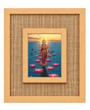 Goddess Lakshmi Laminated Jute Wall Photo Frame, 14 X 16 Inch (F173981)