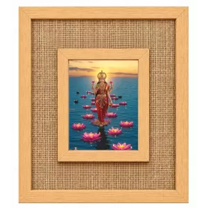 Goddess Lakshmi Laminated Jute Wall Photo Frame, 14 X 16 Inch (F173981)