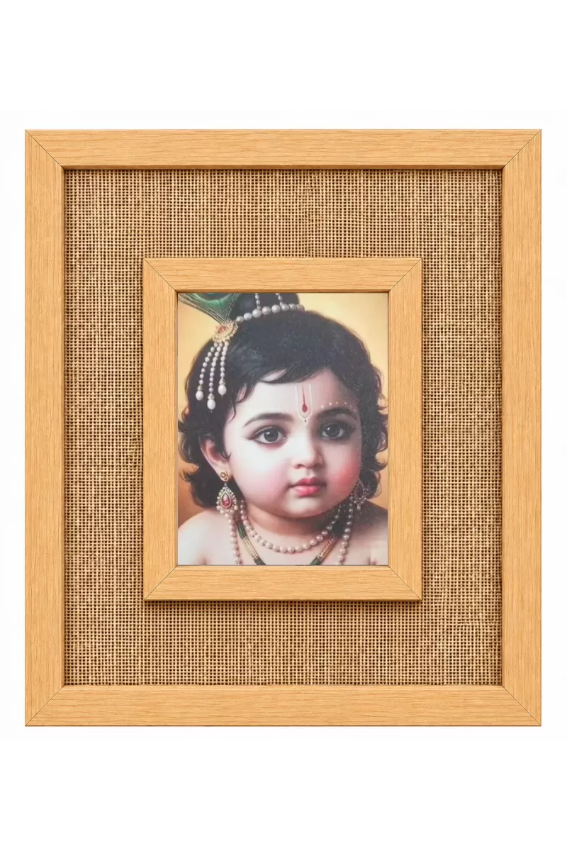 Lord Krishna Laminated Jute Wall Photo Frame, 14 X 16 Inch (F173984)