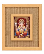 Lord Ganesha Laminated Jute Wall Photo Frame, 14 X 16 Inch (F173985)