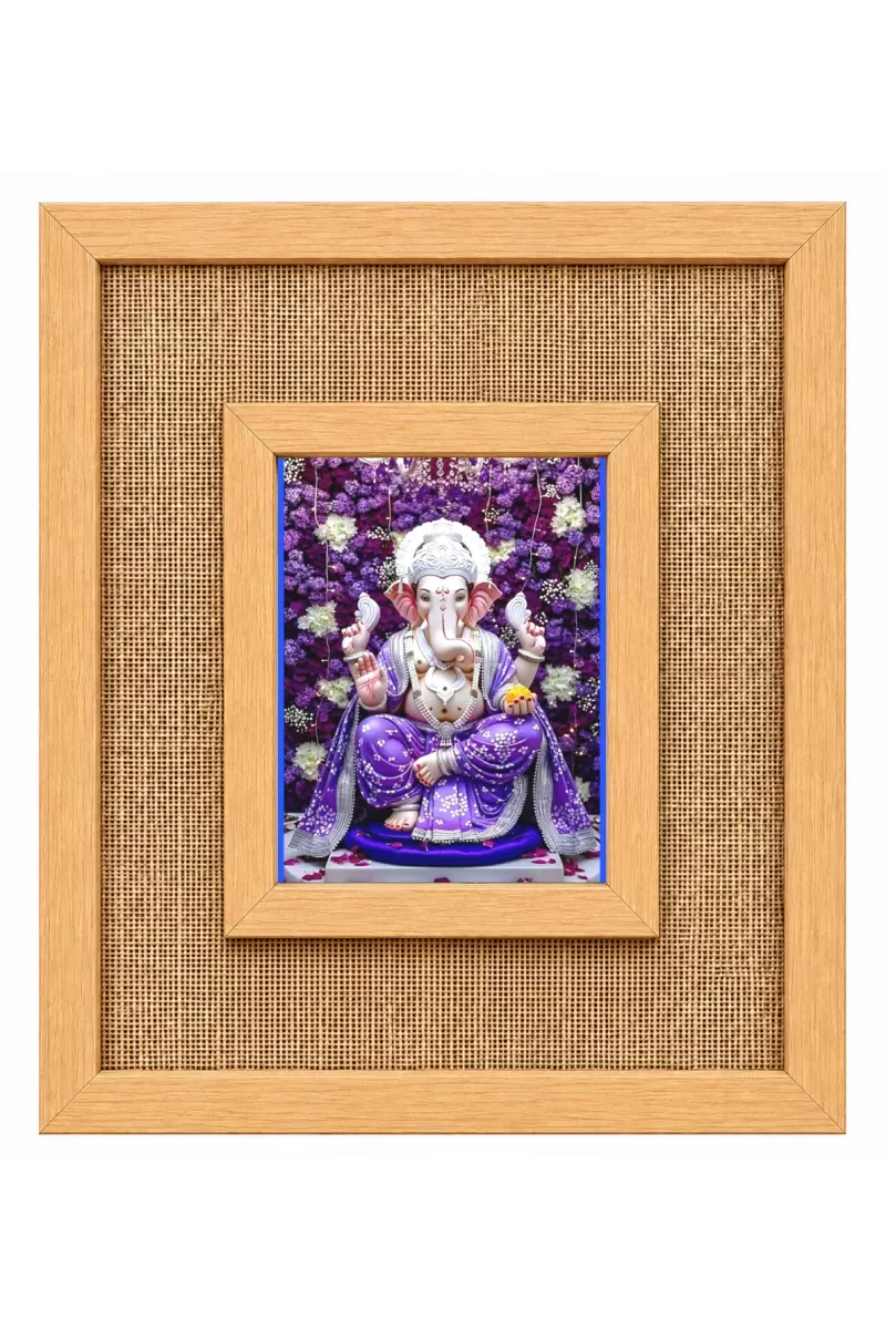 Lord Ganesha Laminated Jute Wall Photo Frame, 14 X 16 Inch (F173986)