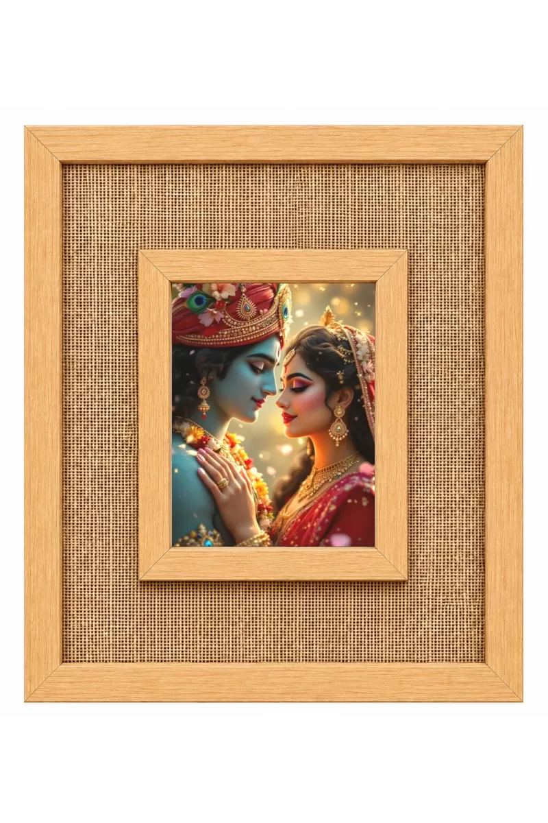 Radha Krishna Laminated Jute Wall Photo Frame, 14 X 16 Inch (F173987)