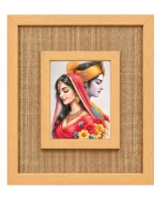 Shree Krishna And Shree Radha Laminated Jute Wall Photo Frame, 14 X 16 Inch (F173988)
