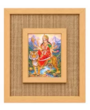 Durga Maa Laminated Jute Wall Photo Frame, 14 X 16 Inch (F173989)