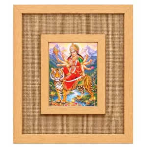 Durga Maa Laminated Jute Wall Photo Frame, 14 X 16 Inch (F173989)
