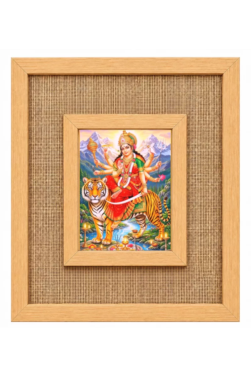 Durga Maa Laminated Jute Wall Photo Frame, 14 X 16 Inch (F173989)