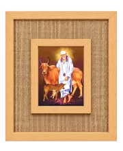 Sai Baba Laminated Jute Wall Photo Frame, 14 X 16 Inch (F173991)
