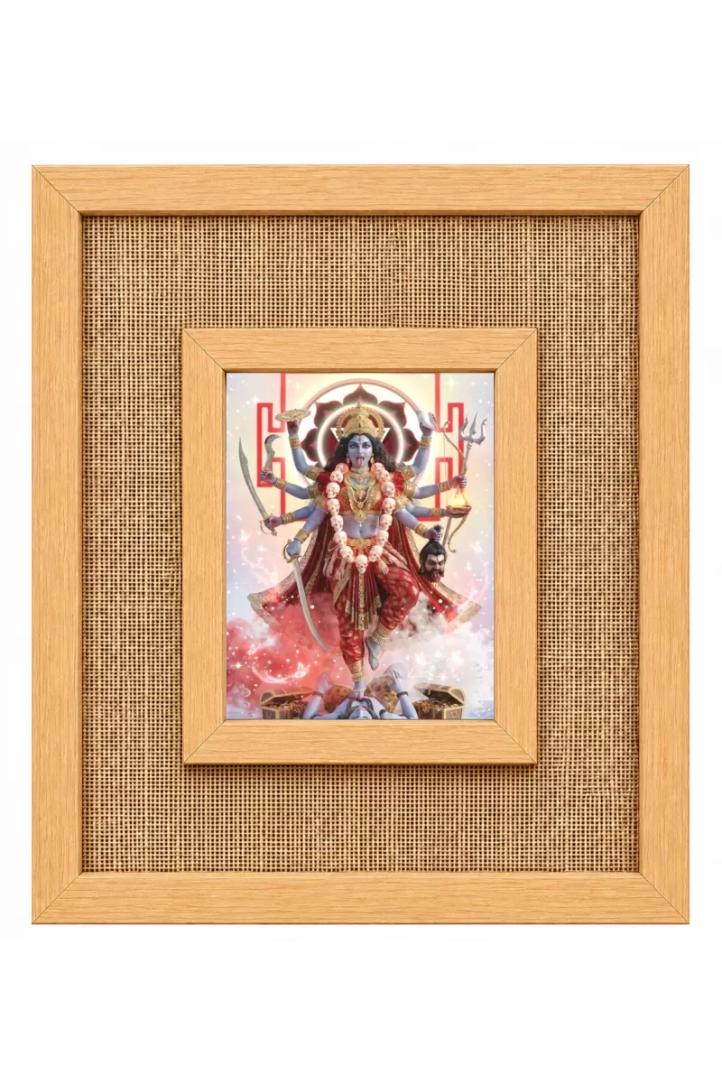 Kali Maa Laminated Jute Wall Photo Frame, 14 X 16 Inch (F173995)