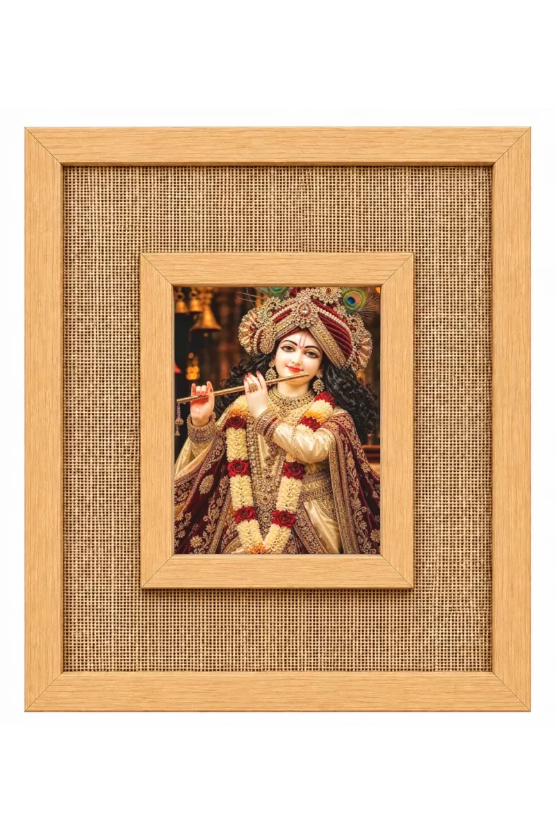 Lord Krishna Laminated Jute Wall Photo Frame, 14 X 16 Inch (F173999)