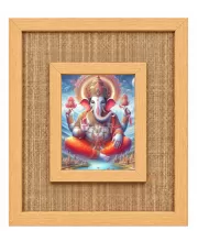 Lord Ganesha Laminated Jute Wall Photo Frame, 14 X 16 Inch (F174003)