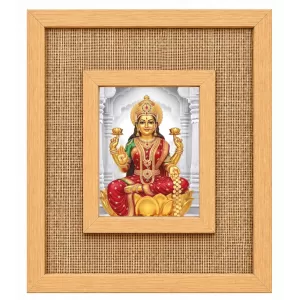 Goddess Lakshmi Laminated Jute Wall Photo Frame, 14 X 16 Inch (F174005)