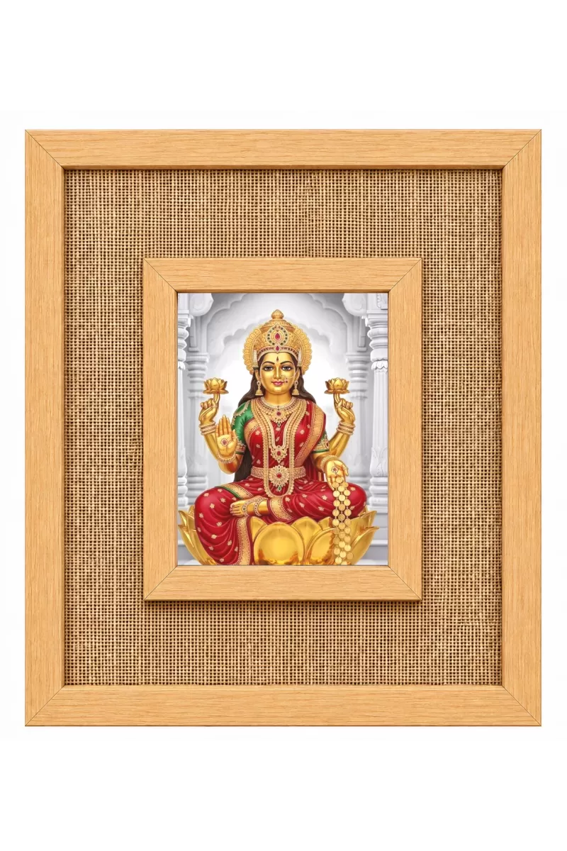 Goddess Lakshmi Laminated Jute Wall Photo Frame, 14 X 16 Inch (F174005)