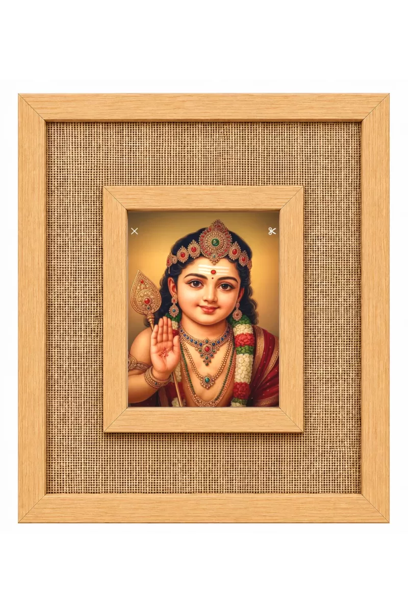 Lord Murugan Laminated Jute Wall Photo Frame, 14 X 16 Inch (F174006)