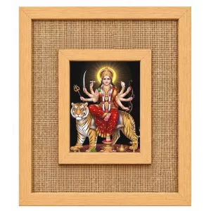 Durga Maa Laminated Jute Wall Photo Frame, 14 X 16 Inch (F174012)