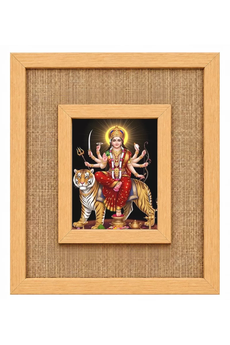 Durga Maa Laminated Jute Wall Photo Frame, 14 X 16 Inch (F174012)