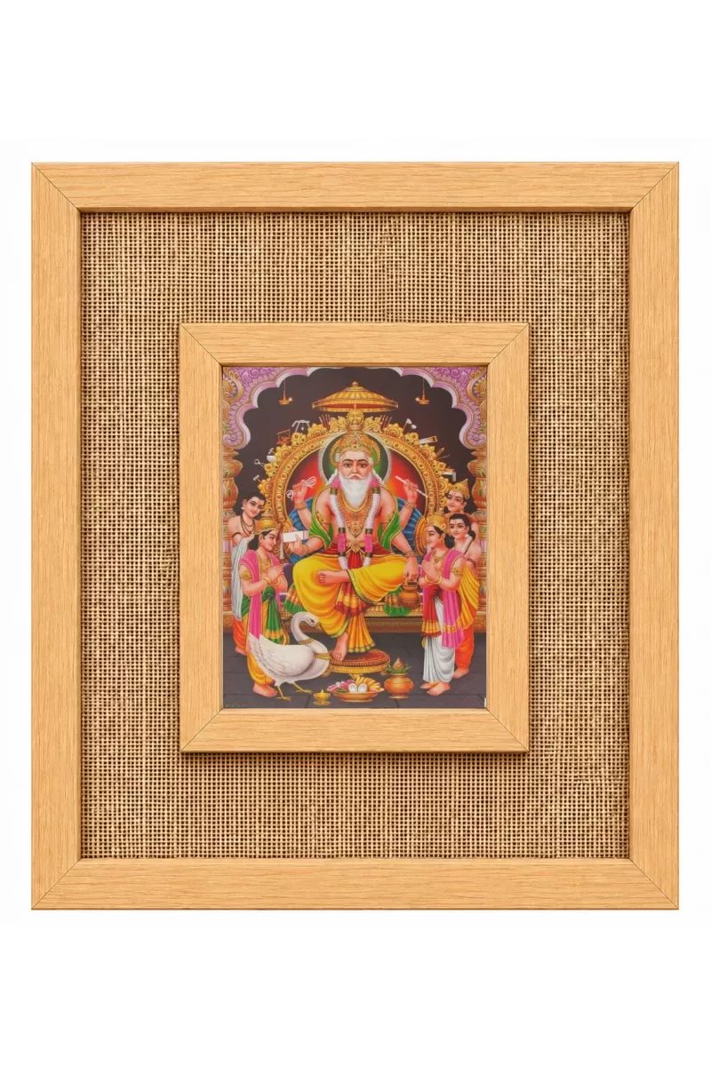 Lord Vishakarma Laminated Jute Wall Photo Frame, 14 X 16 Inch (F174013)