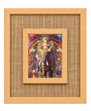 Lord Ganesha Laminated Jute Wall Photo Frame, 14 X 16 Inch (F174014)