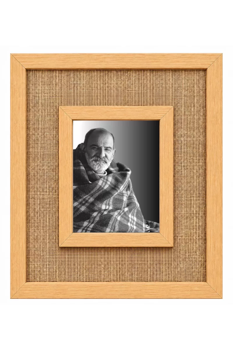 Neem Karoli Baba Laminated Jute Wall Photo Frame, 14 X 16 Inch (F174016)