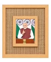 Narendra Modi Laminated Jute Wall Photo Frame, 14 X 16 Inch (F174018)