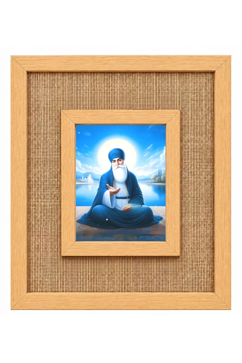 Guru Nanak Dev Ji Laminated Jute Wall Photo Frame, 14 X 16 Inch (F174024)