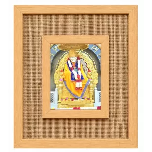 Shirdi Sai Baba Laminated Jute Wall Photo Frame, 14 X 16 Inch (F174027)
