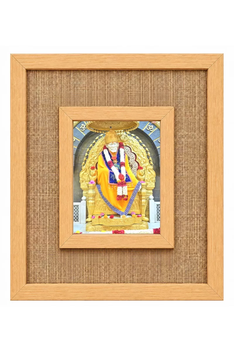 Shirdi Sai Baba Laminated Jute Wall Photo Frame, 14 X 16 Inch (F174027)