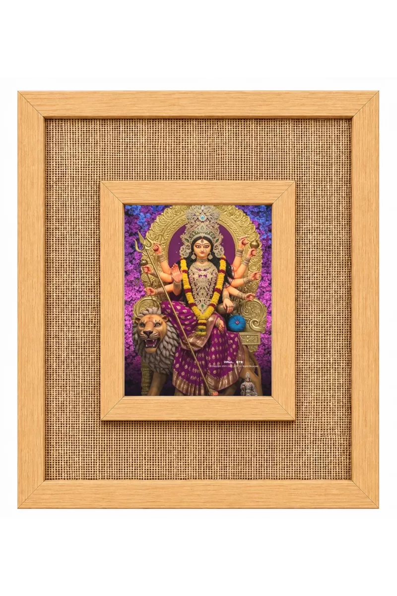 Durga Maa Laminated Jute Wall Photo Frame, 14 X 16 Inch (F174028)