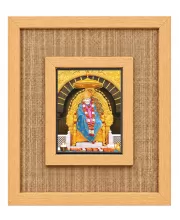 Shirdi Sai Baba Laminated Jute Wall Photo Frame, 14 X 16 Inch (F174031)