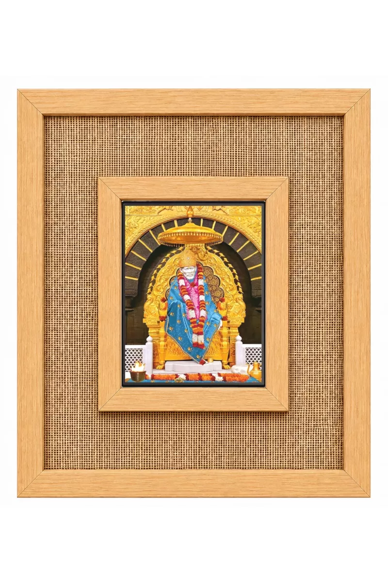 Shirdi Sai Baba Laminated Jute Wall Photo Frame, 14 X 16 Inch (F174031)