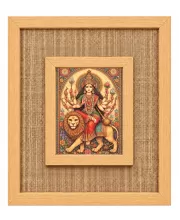 Durga Maa Laminated Jute Wall Photo Frame, 14 X 16 Inch (F174035)