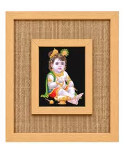 Baby Krishna Laminated Jute Wall Photo Frame, 14 X 16 Inch (F174037)