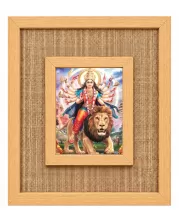 Durga Maa Laminated Jute Wall Photo Frame, 14 X 16 Inch (F174042)
