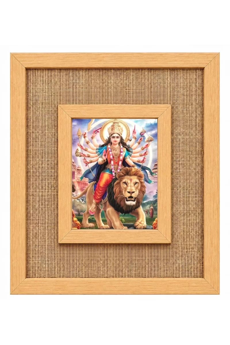 Durga Maa Laminated Jute Wall Photo Frame, 14 X 16 Inch (F174042)