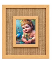 Lord Krishna Laminated Jute Wall Photo Frame, 14 X 16 Inch (F174046)