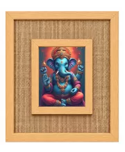 Lord Ganesha Laminated Jute Wall Photo Frame, 14 X 16 Inch (F174057)