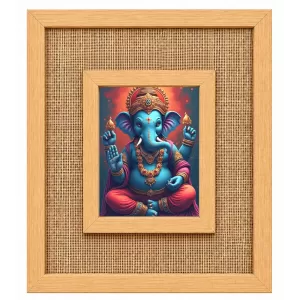 Lord Ganesha Laminated Jute Wall Photo Frame, 14 X 16 Inch (F174057)