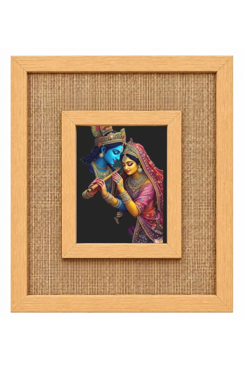Radha Krishna Laminated Jute Wall Photo Frame, 14 X 16 Inch (F174066)