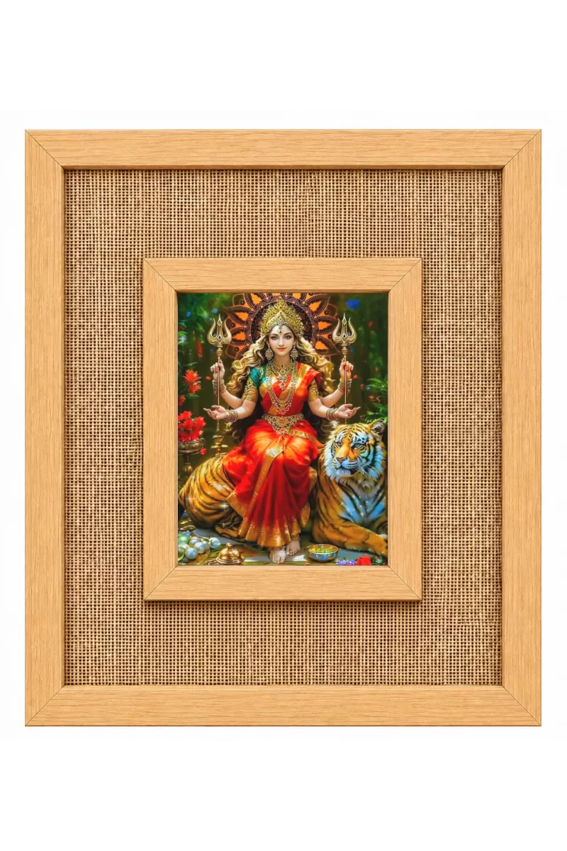 Durga Maa Laminated Jute Wall Photo Frame, 14 X 16 Inch (F174068)