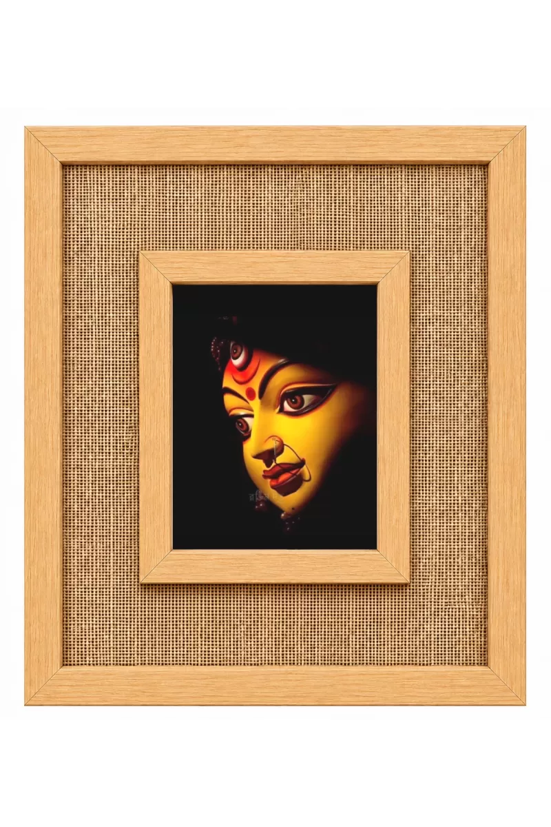 Durga Maa Laminated Jute Wall Photo Frame, 14 X 16 Inch (F174069)