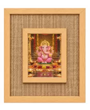 Lord Ganesha Laminated Jute Wall Photo Frame, 14 X 16 Inch (F174070)