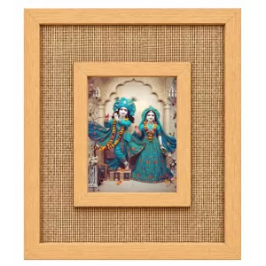 Radha Krishna Laminated Jute Wall Photo Frame, 14 X 16 Inch (F174072)