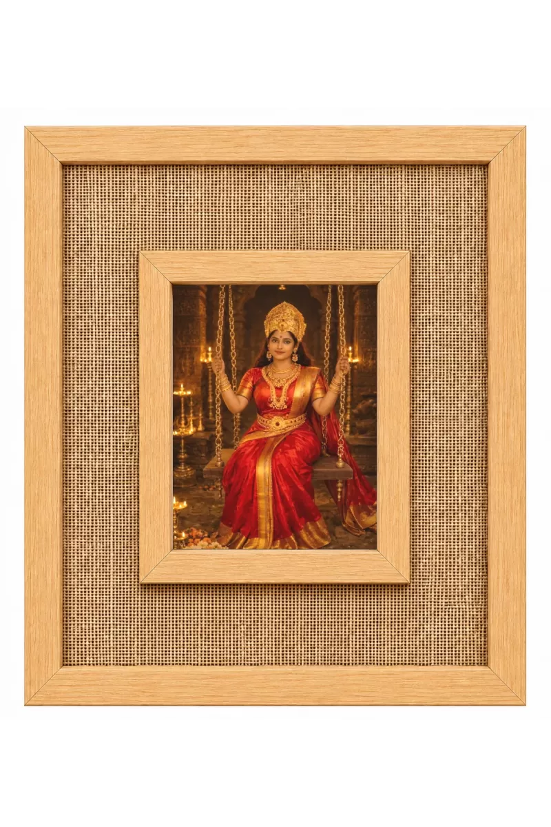 Maha Lakshmi Laminated Jute Wall Photo Frame, 14 X 16 Inch (F174075)