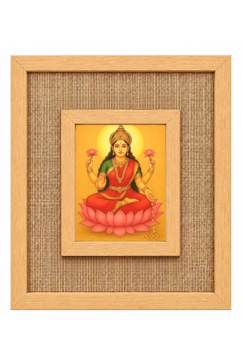Goddess Lakshmi Laminated Jute Wall Photo Frame, 14 X 16 Inch (F174076)