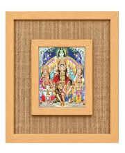 Maa Durga Family Laminated Jute Wall Photo Frame, 14 X 16 Inch (F174077)