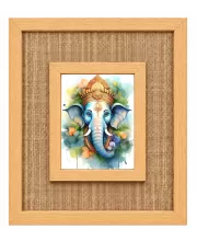 Lord Ganesha Laminated Jute Wall Photo Frame, 14 X 16 Inch (F174079)