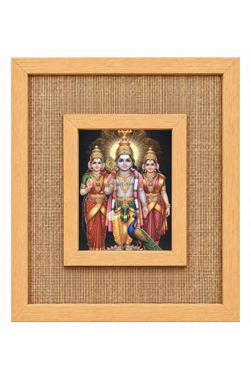 Lord Murugan Laminated Jute Wall Photo Frame, 14 X 16 Inch (F174081)