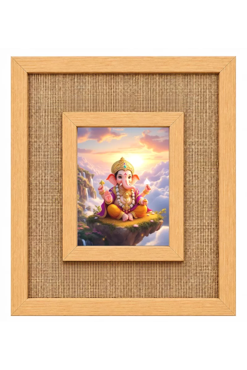 Lord Ganesha Laminated Jute Wall Photo Frame, 14 X 16 Inch (F174083)