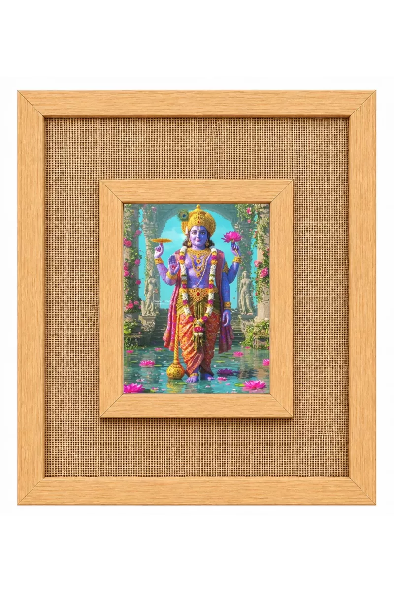 Lord Vishnu Laminated Jute Wall Photo Frame, 14 X 16 Inch (F174084)