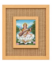 Goddess Saraswati Laminated Jute Wall Photo Frame, 14 X 16 Inch (F174087)