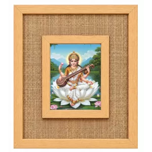Goddess Saraswati Laminated Jute Wall Photo Frame, 14 X 16 Inch (F174087) Goddess Saraswati Laminated Jute Wall Photo Frame, 14 X 16 Inch (F174087)